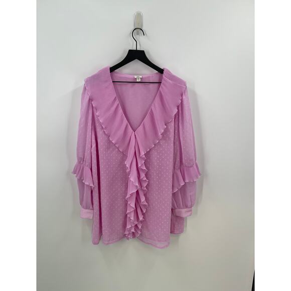 River Island Pastel Pink Ruffle Blouse Size 22 NWOT - Picture 1 of 9
